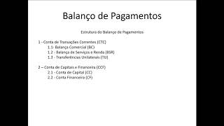 Macroeconomia 020 Balanço de Pagamentos [upl. by Gnidleif947]