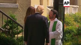 Trump attends church to pray for flood victims [upl. by Nahsyar]