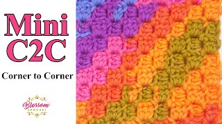 Mini C2C Corner to Corner Easy Crochet • Blossom Crochet Tutorial [upl. by Naols947]