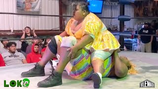 Super Oprah vs Big Mami Intergender Loko Wrestling  Title Match Network [upl. by Marchelle]