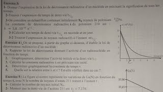 série dexercices corrigés partie 2 2Bac Sciences Décroissance Radioactif [upl. by Charo]