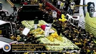 200000 FILIPINOS BRING CORY HOME  Cory Aquino Funeral Procession  05 August 2009 [upl. by Holcman]