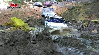 RC Trucks Mud SPA 8 Trucks mudding at Woodcutters Trail  Jeep Axial SCX10 Dodge Ram Tamiya CC01 [upl. by Trovillion697]