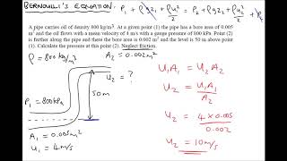 Bernoullis Equation Example Calculations [upl. by Merci]