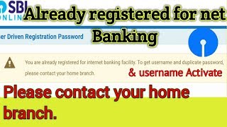 Sbi Already registered for internet banking  Activate username  without contact your branch [upl. by Carline]