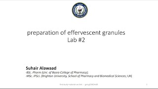 Lab 2  Preparation of effervescent granules Dr Suhair Alawaad  Industrial pharmacy ll 20242025 [upl. by Nosyk]