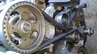 Toyota 2E Timing Belt Replacement [upl. by Halyak]