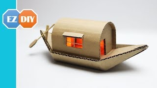 How to Make a Romantic House Boat From Cardboard  Cardboard DIY Project [upl. by Attenna]