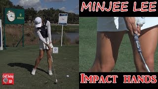 MINJEE LEE SLOW MOTION HANDS THRU IMPACT FACE ON IRON GOLF SWING 1080 HD [upl. by Trbor]