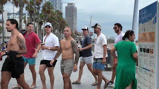 4K Barceloneta to Icaria Mar August 2024 Walking Tour Barcelona Spain [upl. by Haldis]