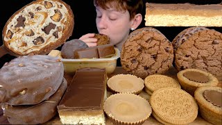 ASMR Chocolate Peanut Butter Desserts Ice Cream Cookie Sandwich Reeses Cookie Cup Shortbread Bar [upl. by Oesile]