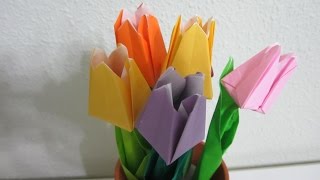 TUTORIAL  How to make Origami Tulip [upl. by Thorny142]