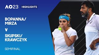 BopannaMirza v SkupskiKrawczyk Highlights  Australian Open 2023 Semifinal [upl. by Ijar]