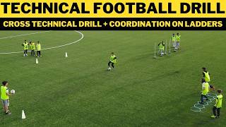 Technical FootballSoccer Drills  Cross Technical Drill  5 Variation  U11  U19 [upl. by Pokorny]