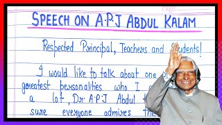 Speech on Apj abdul kalam in english  Kalam ji par bhashan  APJ Abdul Kalam speech in english [upl. by Amlev]