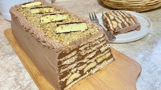 Vetem per 15 min gatiTorte me keksa dhe bananeEasy no bake cake recipe [upl. by Josler]