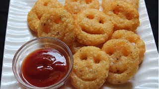 Potato Smileys Recipe  Mccain Smiles Recipe  Homemade Easy amp Quick Snack [upl. by Nauquf]