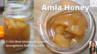 Amla Honey Recipe  VIT C rich immunity booster  Best for hairskin and eyes  FoodIsFuelEat2live [upl. by Jesselyn]