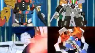 Transformers Energon Optimus Prime with Omega Supreme and Energon Hotshot with Downshift and Energon [upl. by Nylyaj]