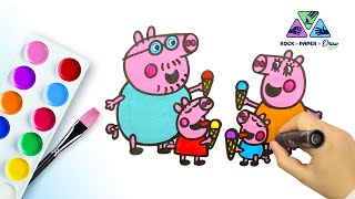 How to draw Peppa Pig Familys Yummy Ice Cream Adventure [upl. by Joed]