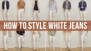 12 Casual Outfits Styling White Jeans  Mens Spring amp Summer Style [upl. by Ylebmik598]