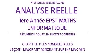 EXERCICES ANALYSE 1ERE ANNEE CHAP1 LECON1 [upl. by Onida]