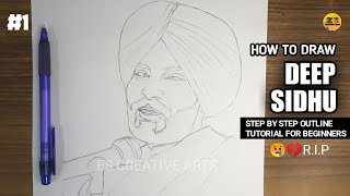 How to Draw Deep Sidhu Step by Step  Outline Tutorial for Beginners  Part1 [upl. by Neelyaj]