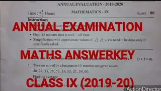 ANNUAL EXAMINATION CLASS IX  MATHS ANSWERKEY [upl. by Reiser547]