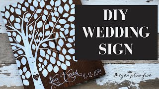 DIY WEDDING SIGN  guest book alternative  DIY tutorial  how to stencil signs for weddings [upl. by Noellyn697]