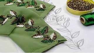 Unique hand embroidery beads and thread work embroidery design for sleevesparty wear beadwork kurti [upl. by Atalanti]