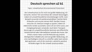 Deutsch sprechen a2 b1 Thema Umweltschutz Environmental Protection [upl. by Katherin944]