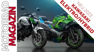 Schon 2023 Kawasakis Elektro125er und HybridSportler – Seriennaher Look wenig Infos [upl. by Fenella131]