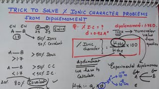 Trick to Solve Percentage Ionic character problems easily from Dipolemoment [upl. by Nnaes]