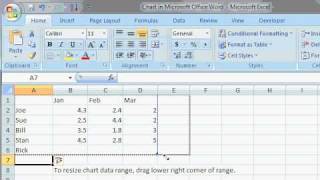 Microsoft Word 2007 Tutorial  Adding a Chart with Microsoft Excel [upl. by Latini]