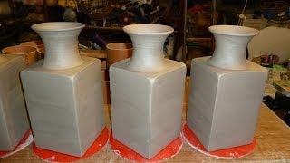 Making a Square Pottery Vase with a round top [upl. by Donica]