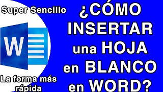 Como INSERTAR una HOJA en BLANCO en WORD [upl. by Janicki]