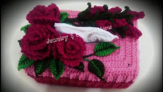 Crochet Tissue Box Cover Tutorialpart 4 [upl. by Ailati]