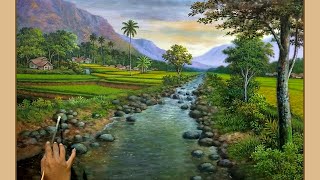 CARA MENGGAMBAR  MELUKIS PEMANDANGAN ALAM INDAH  HOW TO DRAW BEAUTIFUL LANDSCAPE BY DANDAN SA 56 [upl. by Dodie863]