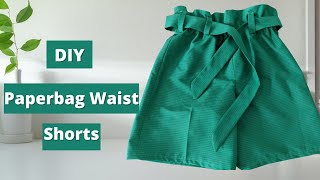 How To Sew A Simple Paperbag Waist Shorts [upl. by Jan]