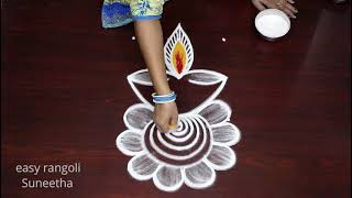 Karthika Masam Deepam rangoli designsEasy amp simple DIYA kolamTraditional muggulu by Suneetha [upl. by Strephonn427]