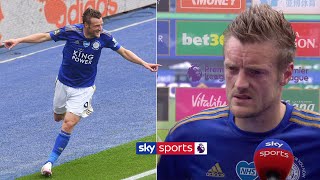 Jamie Vardy reacts to scoring his 100th Premier League goal  Premier League Post Match [upl. by Nace]