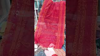 bridal red jamdani halfsilk saree collection [upl. by Thorvald]