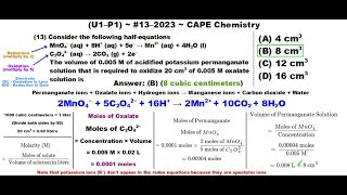 Stoichiometry Redox Titration of AllIon Reactants  202313U1P1 CAPE Chemistry [upl. by Florida]