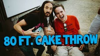 Steve Aoki 80 ft Cake Throw Hits Fan In Wheelchair Uncut Version [upl. by Lilith]