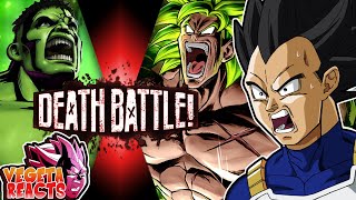 Vegeta Reacts To Hulk VS Broly Marvel VS Dragon Ball  DEATH BATTLE [upl. by Ahsekyt]