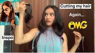 How I cut my own hair at home How to cut hair short Long hair to short hair video ​⁠🫣 [upl. by Etnor]