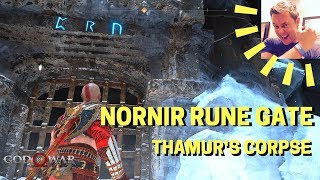 God of War Nornir Rune Gate Magically Sealed Door Thamurs Corpse [upl. by Neille]