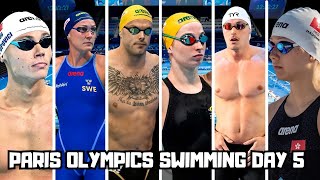 Day 5 Olympic Swimming  Paris 2024  Chalmers Popovici Alexy Haughey Sjostrom Marchand Milak [upl. by Perretta]