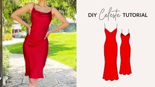 DIY Slip Dress with Cowl Neckline  Sewing Pattern [upl. by Aloke]