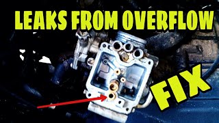 FIX CARBURETOR LEAKS GAS FROM OVERFLOW TUBE WHATS CAUSING THIS ATV DIRT BIKE SMALL ENGINES [upl. by Deedahs]